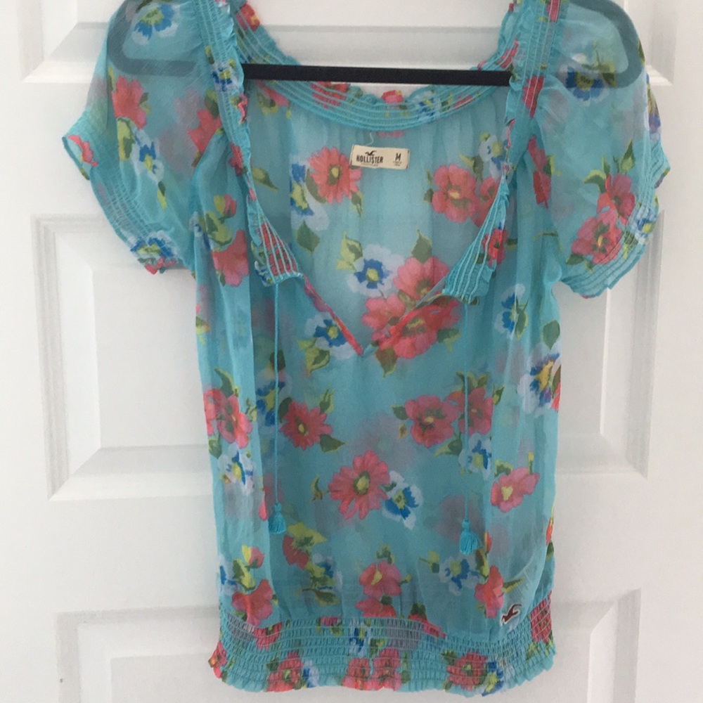 Sheer Blue Floral Blouse